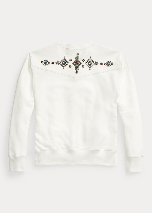 Polo Ralph Lauren Studded Fleece Sweatshirt Dame Danmark (IWVKQ1269)